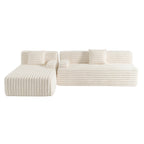 110 Faux Fur Cloud 3-Seater L-Shaped Sectional Sofa with Two Included Throw Pillows