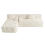 110 Faux Fur Cloud 3-Seater L-Shaped Sectional Sofa with Two Included Throw Pillows