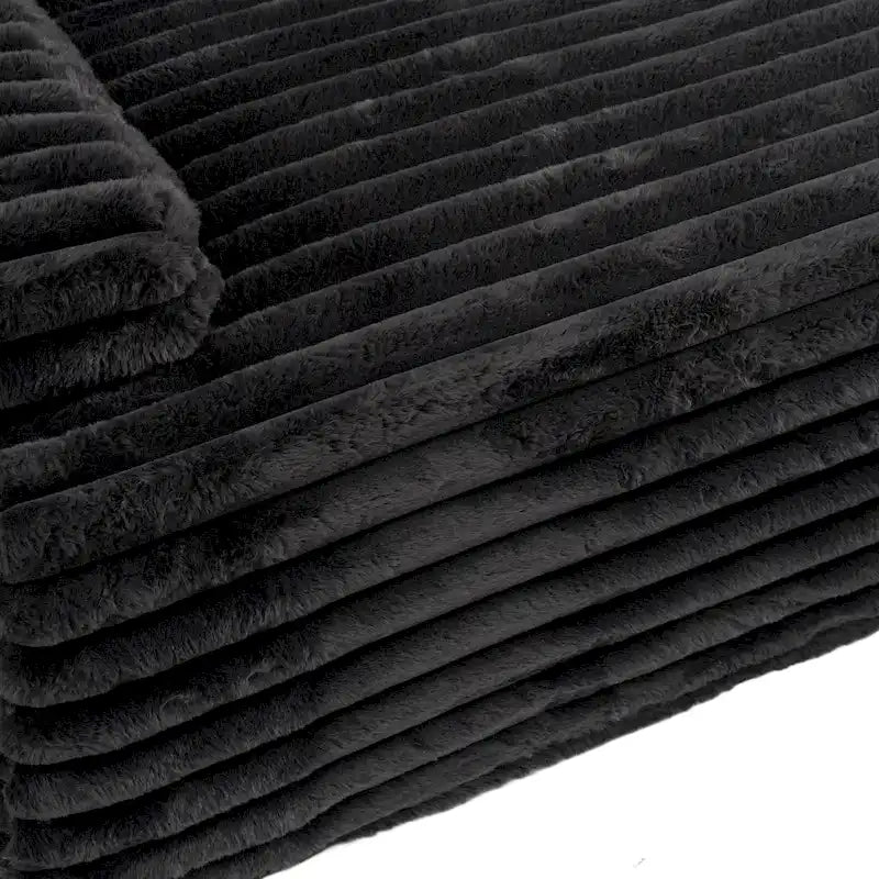 110 Faux Fur Cloud 3-Seater L-Shaped Sectional Sofa with Two Included Throw Pillows