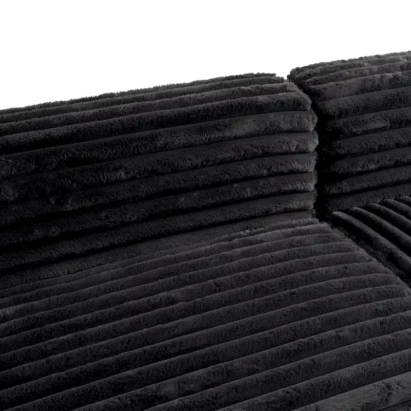 110 Faux Fur Cloud 3-Seater L-Shaped Sectional Sofa with Two Included Throw Pillows