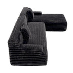 110 Faux Fur Cloud 3-Seater L-Shaped Sectional Sofa with Two Included Throw Pillows