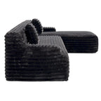 110 Faux Fur Cloud 3-Seater L-Shaped Sectional Sofa with Two Included Throw Pillows