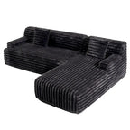 110 Faux Fur Cloud 3-Seater L-Shaped Sectional Sofa with Two Included Throw Pillows