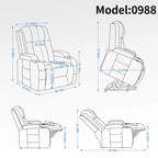 Black Elderly-Friendly Power Lift Recliner Featuring Vibration Massage, Lumbar Heating, USB Port, and Cup Holders
