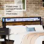 Queen Size Platform Bed with Storage Headboard, LED Light and Charging