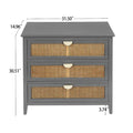 3-Drawer Bachelors Chest Cabinet with -Carved, Natural Rattan, American Furniture, Suitable for Bedroom, Living Room