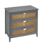 3-Drawer Bachelors Chest Cabinet with -Carved, Natural Rattan, American Furniture, Suitable for Bedroom, Living Room