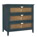 3-Drawer Bachelors Chest Cabinet with -Carved, Natural Rattan, American Furniture, Suitable for Bedroom, Living Room