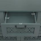 Retro Style 7-Drawer Horizontal Dresser with Carved Drawers Panel and Metal Handle for Bedroom, Living Room