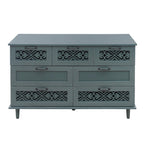 Retro Style 7-Drawer Horizontal Dresser with Carved Drawers Panel and Metal Handle for Bedroom, Living Room