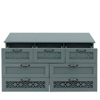 Retro Style 7-Drawer Horizontal Dresser with Carved Drawers Panel and Metal Handle for Bedroom, Living Room