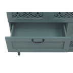Retro Style 7-Drawer Horizontal Dresser with Carved Drawers Panel and Metal Handle for Bedroom, Living Room