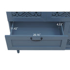 Retro Style 7-Drawer Horizontal Dresser with Carved Drawers Panel and Metal Handle for Bedroom, Living Room