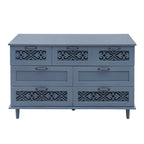 Retro Style 7-Drawer Horizontal Dresser with Carved Drawers Panel and Metal Handle for Bedroom, Living Room