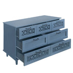 Retro Style 7-Drawer Horizontal Dresser with Carved Drawers Panel and Metal Handle for Bedroom, Living Room