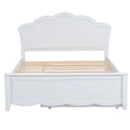 White Full Size Modern Wood Platform Bed with Headboard & Twin Trundle