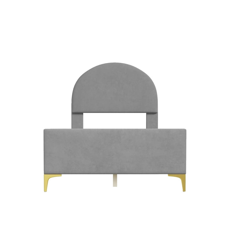 Twin Velvet Platform Bed with Semi-Circle Headboard