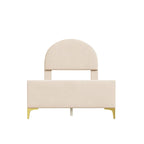 Twin Velvet Platform Bed with Semi-Circle Headboard