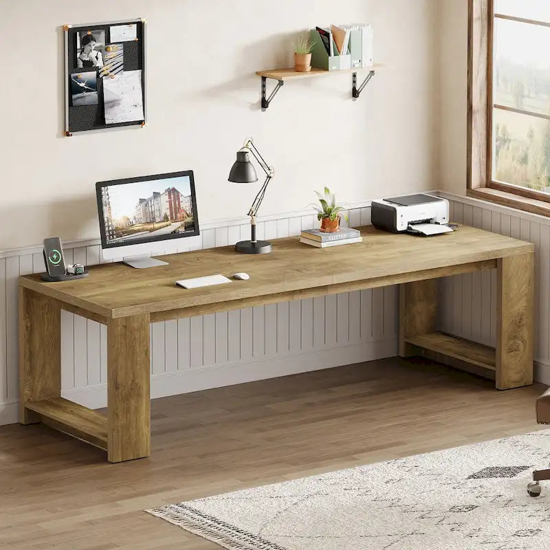 86.6-inch Extra Long Desk Writing Table Large Desk Workstation Desk