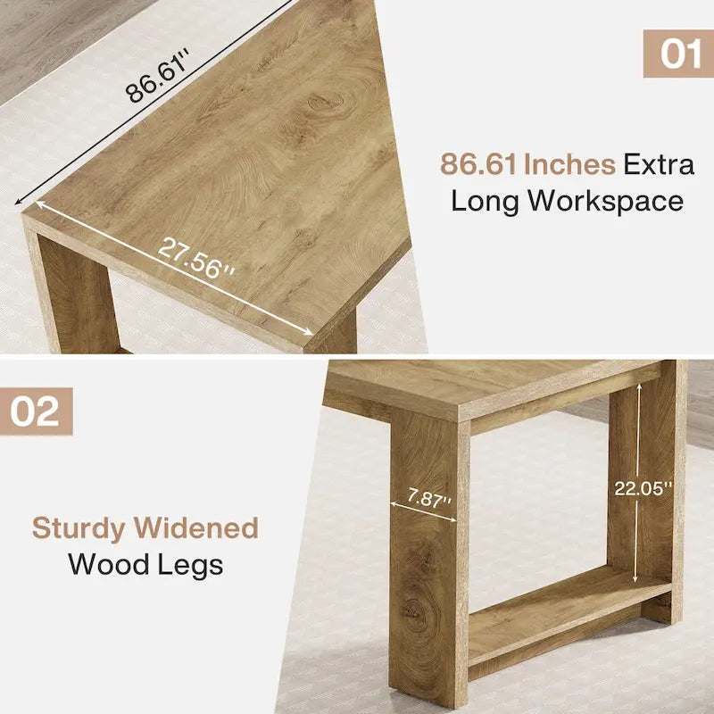 86.6-inch Extra Long Desk Writing Table Large Desk Workstation Desk