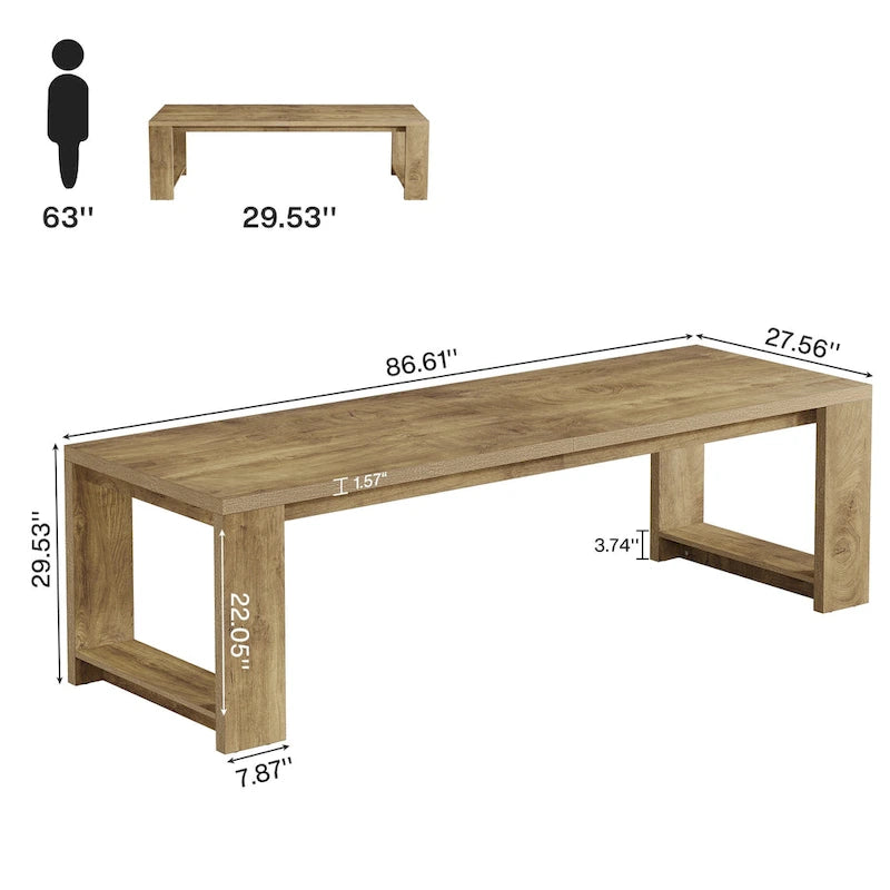 86.6-inch Extra Long Desk Writing Table Large Desk Workstation Desk