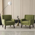 Linen Upholstered Accent Chair Wingback Armchair Set of 2