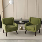 Linen Upholstered Accent Chair Wingback Armchair Set of 2