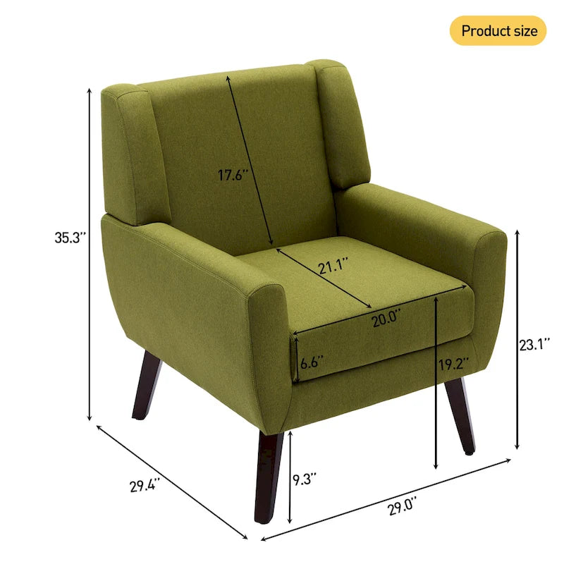 Linen Upholstered Accent Chair Wingback Armchair Set of 2