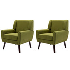 Linen Upholstered Accent Chair Wingback Armchair Set of 2