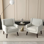 Linen Upholstered Accent Chair Wingback Armchair Set of 2