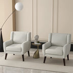 Linen Upholstered Accent Chair Wingback Armchair Set of 2