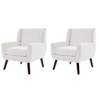 Linen Upholstered Accent Chair Wingback Armchair Set of 2