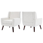Linen Upholstered Accent Chair Wingback Armchair Set of 2