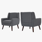 Linen Upholstered Accent Chair Wingback Armchair Set of 2