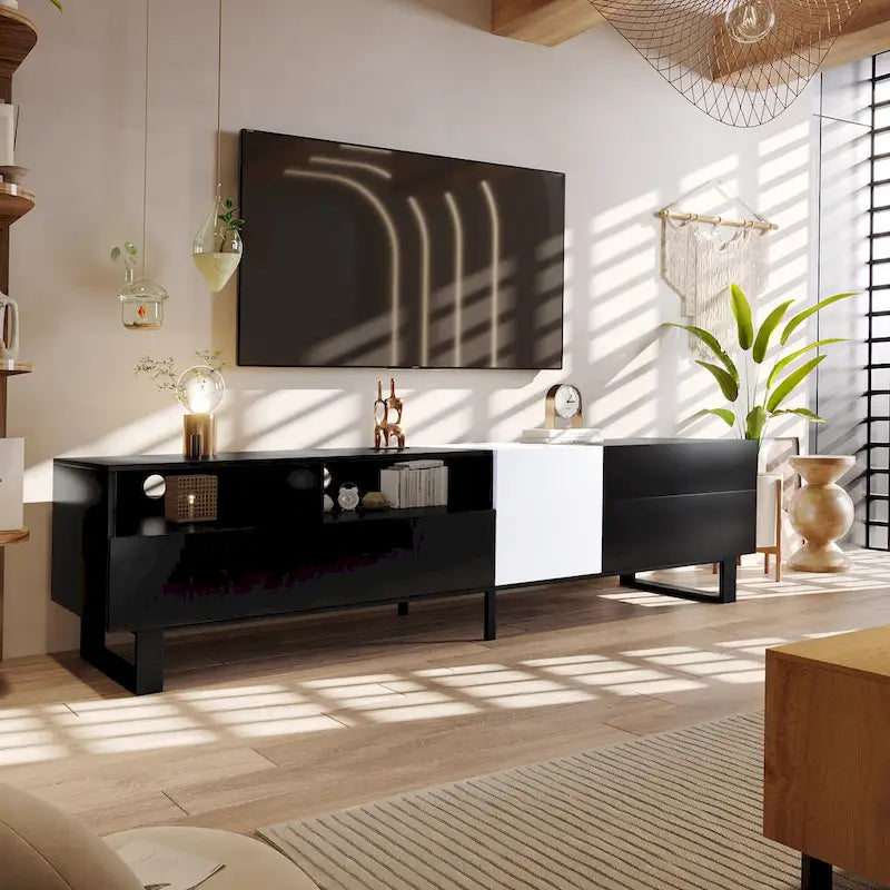 Modern TV Stand Media Console for 80-inch TV with Double Storage Space - 15.00 X 70.90 X 19.70