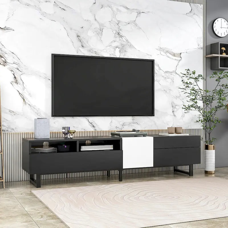 Modern TV Stand Media Console for 80-inch TV with Double Storage Space - 15.00 X 70.90 X 19.70