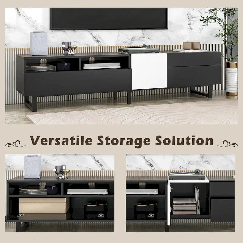 Modern TV Stand Media Console for 80-inch TV with Double Storage Space - 15.00 X 70.90 X 19.70