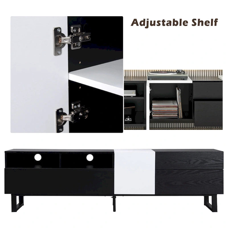 Modern TV Stand Media Console for 80-inch TV with Double Storage Space - 15.00 X 70.90 X 19.70