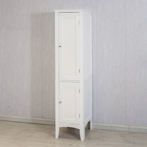 5-tier Narrow Freestanding Bathroom Cabinet with 2-shutter Doors - 15.35 X 15.35 X 63.00