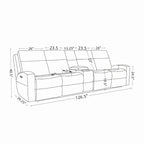 Leather Power Reclining 4-Seat Sofa for Living Room with Console, USB Port, Adjustable Headrest