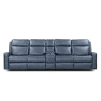 Leather Power Reclining 4-Seat Sofa for Living Room with Console, USB Port, Adjustable Headrest