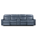 Leather Power Reclining 4-Seat Sofa for Living Room with Console, USB Port, Adjustable Headrest