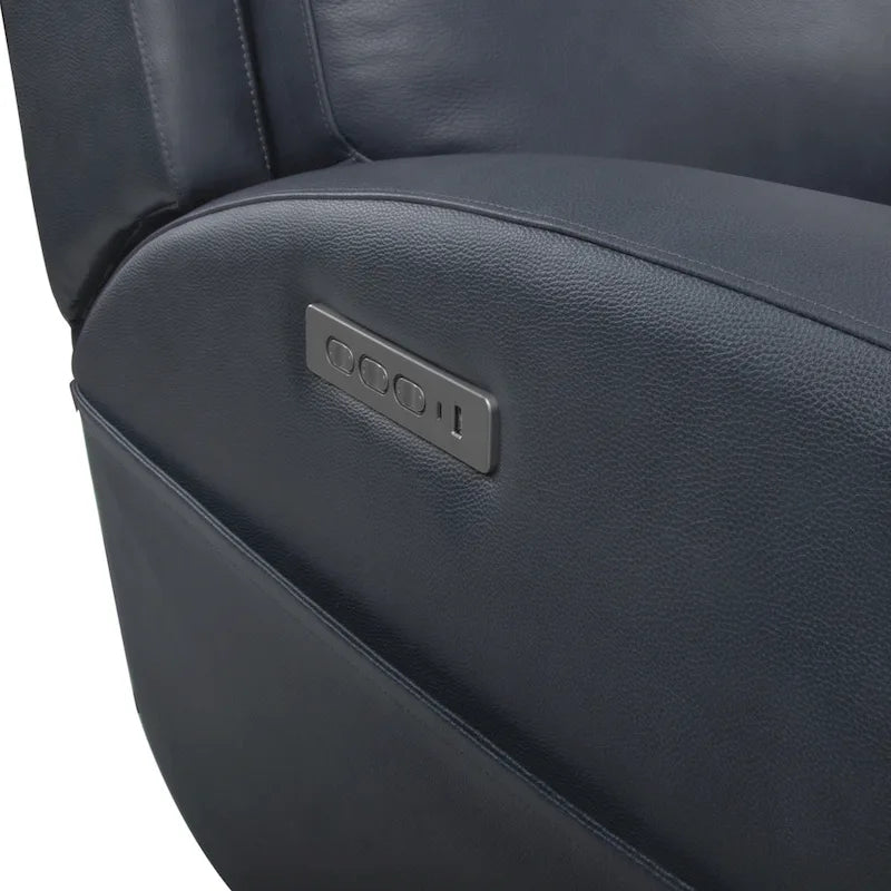 Leather Power Reclining 4-Seat Sofa for Living Room with Console, USB Port, Adjustable Headrest
