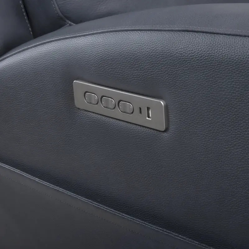Leather Power Reclining 4-Seat Sofa for Living Room with Console, USB Port, Adjustable Headrest