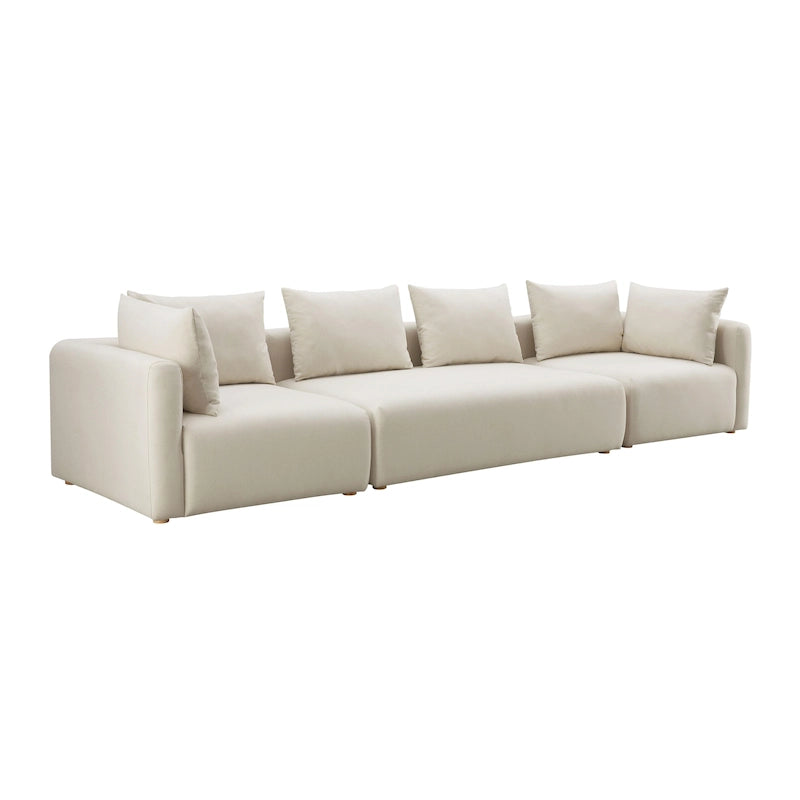 Cream Upholstered 145 Long Sofa