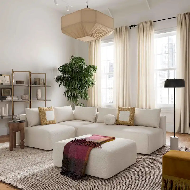 Cream Upholstered 145 Long Sofa