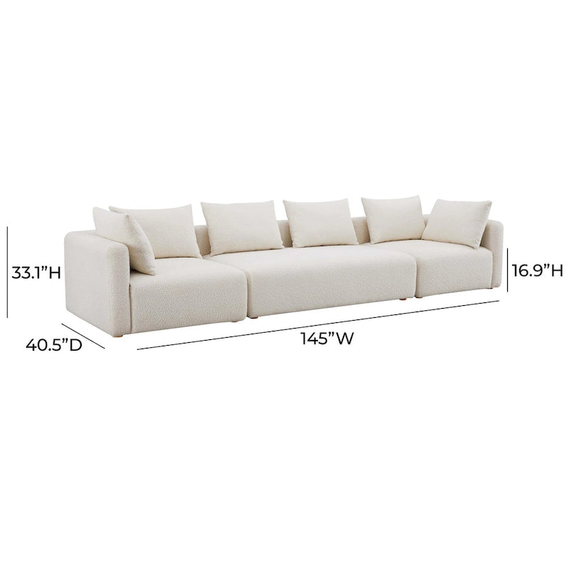 Cream Upholstered 145 Long Sofa