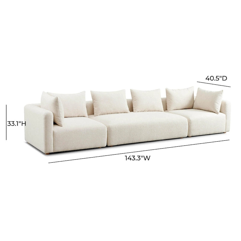 Cream Upholstered 145 Long Sofa