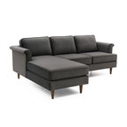Velvet Sectional Sofa with Rolled Arms
