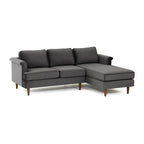 Velvet Sectional Sofa with Rolled Arms
